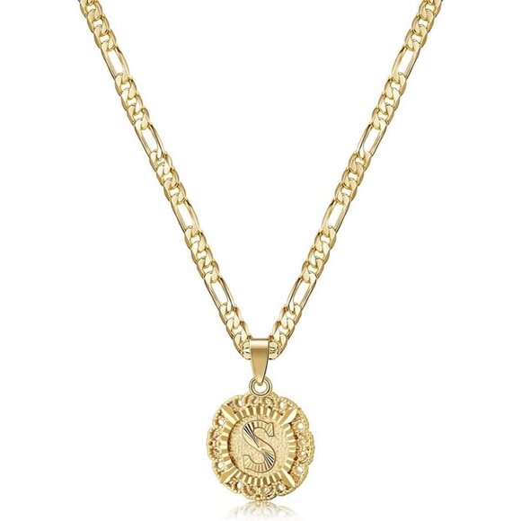 KissYan Gold Stainles steel Letter Pendant Capital S Monogram Necklace for Women - Picture 1 of 8